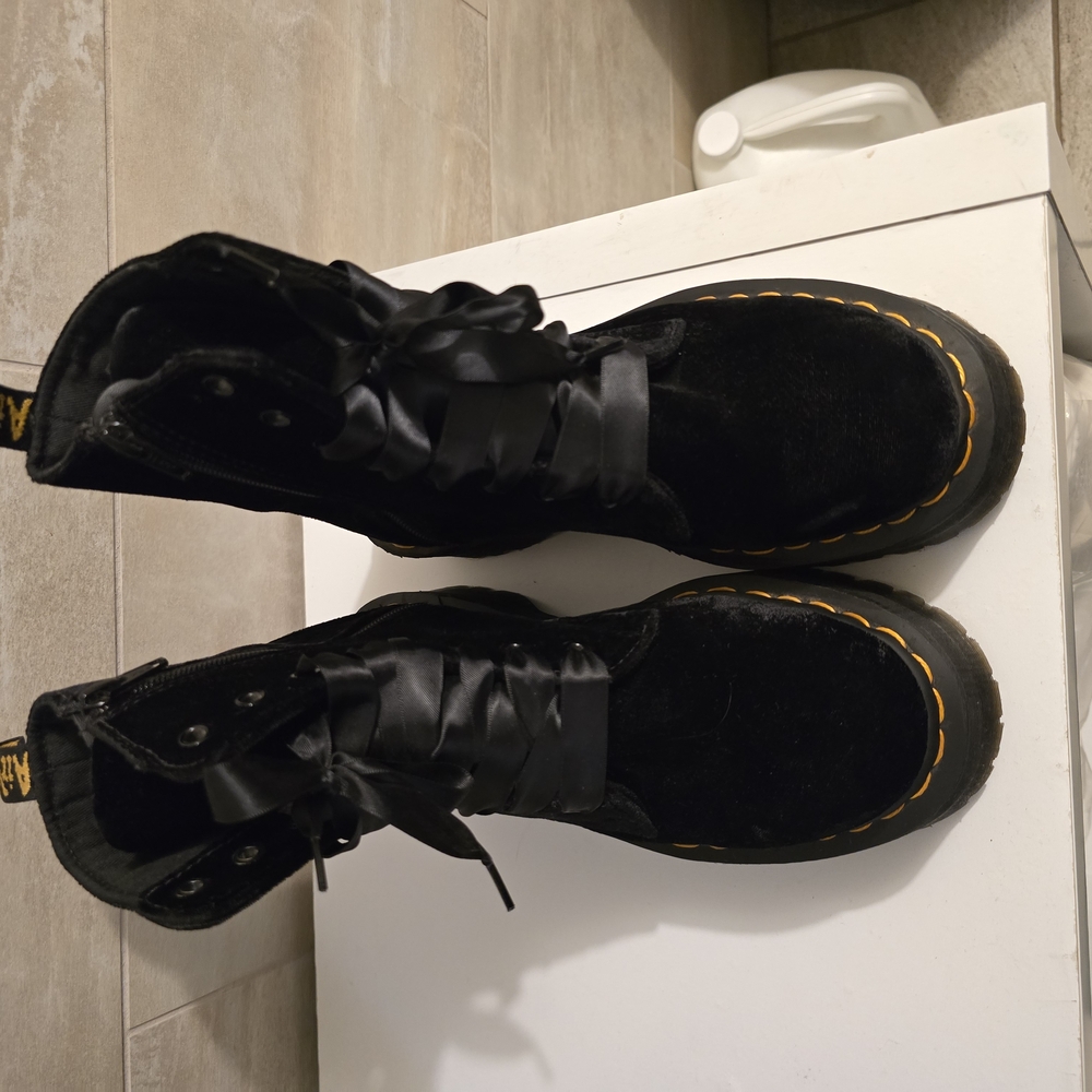 Black Ankle Boots with Ribbon Laces